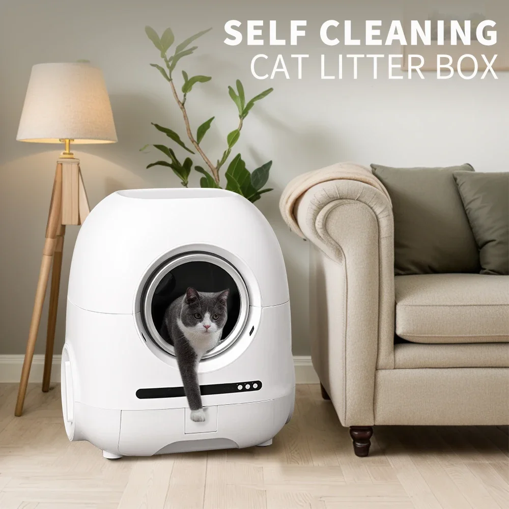 

Self-cleaning cat litter box suitable for a variety of cat litter, APP control, real-time video,ionic deodorization,support WiFi