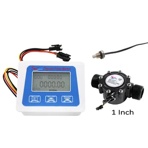 Digitale LCD -Anzeige Wasserflusssensor Durchflussmesser Totimeter -Zeitaufzeichnungstemperatur mit Durchflusssensor G1/2 3/4 1 Zoll 12 Hauptverkaufsmesserflussflüssigkeit - №10