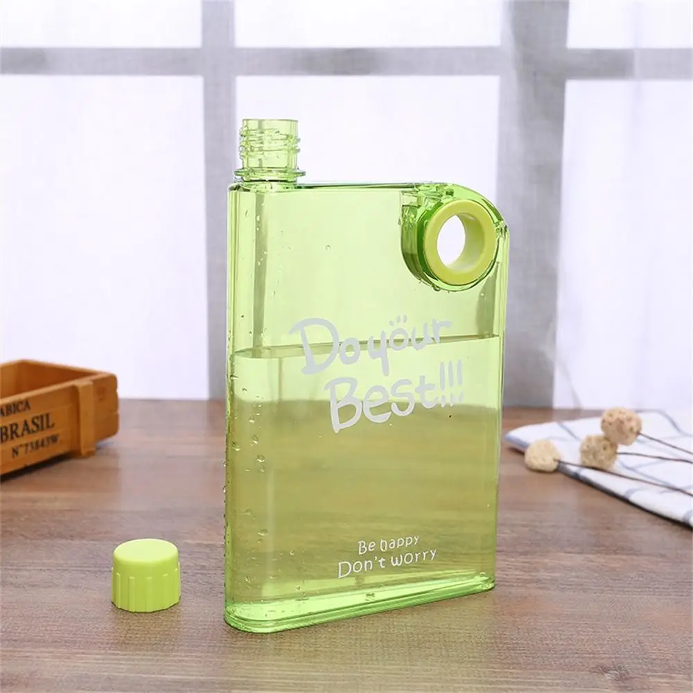 380ML Transparent Flat Water Bottle Plastic Travel Bicycle Drinking Juice Cup Reusable Portable Bottles BPA Free