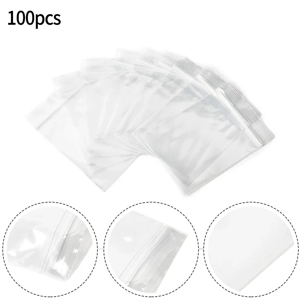 100pcs Resealable Zip Bags Self Seal Plastic Bags Small Clear Bags Baggies Baggy Grip For Food Storage Food Packaging