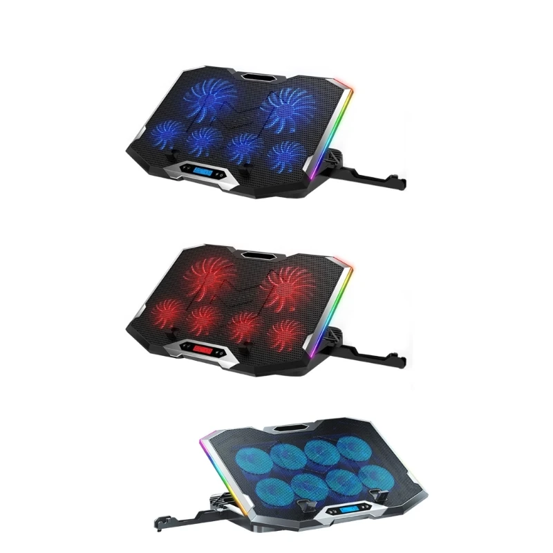 Gaming Laptop Riser Cooling Pad RGB 8 Quiet Fans Ultra-thin Bracket Adjustable