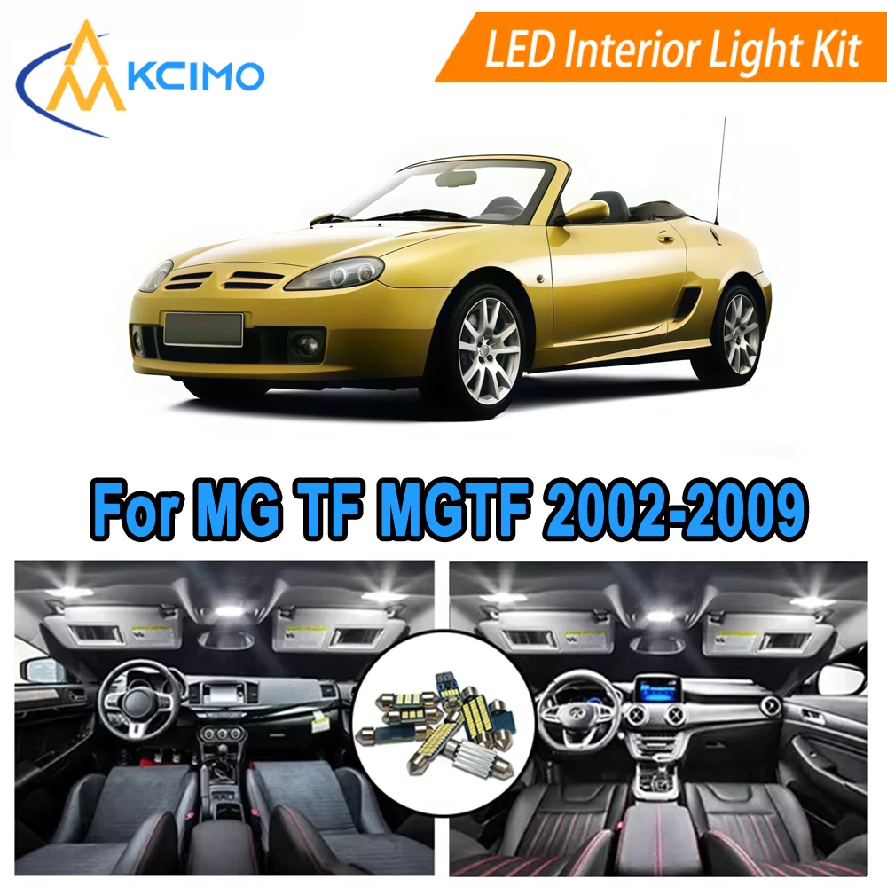 

Premium LED Interior Light Bulb Set For MG MG TF MGTF 2002-2009 Easy Installation, Bright White/Blue Dome Map Door Lights
