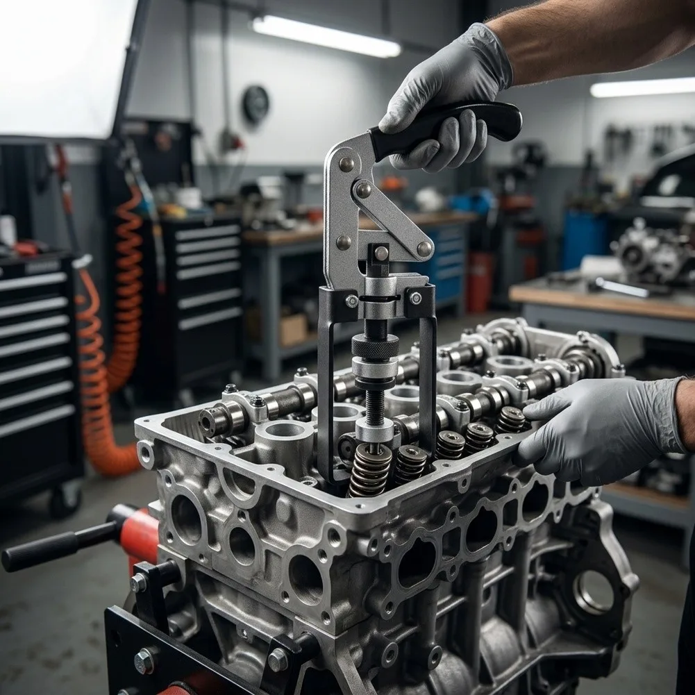 250mm Engine Valve Tool Engine Valve Spring Compressor Tool Compressor Tool Camshaft Spring Remover Automatic Cam-action for