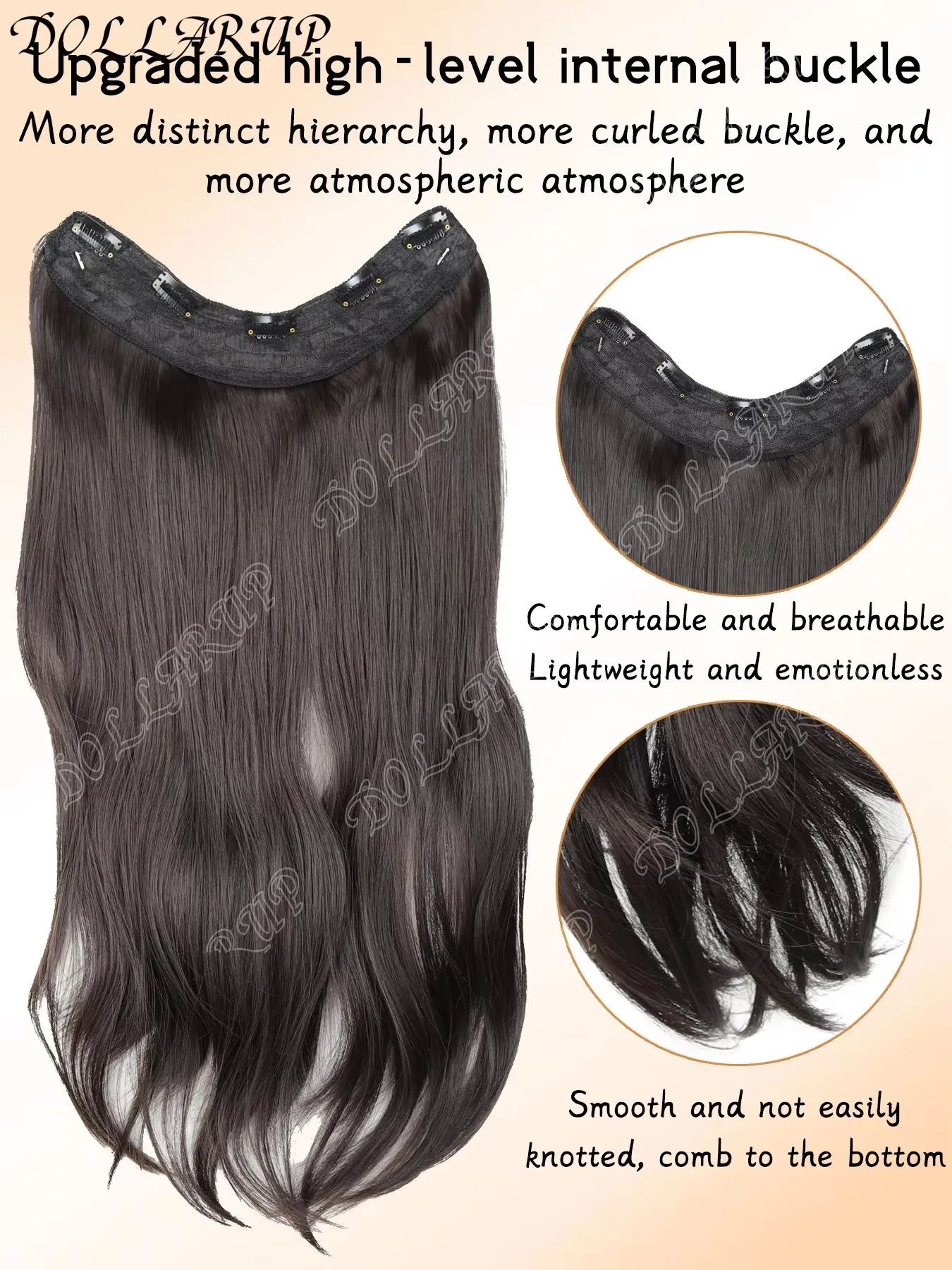 JKL Synthetic Long Wavy U-shaped Clip In Hair Extensions On Hair Fluffy Hair Extensions Extensions For Women Hair Accessories
