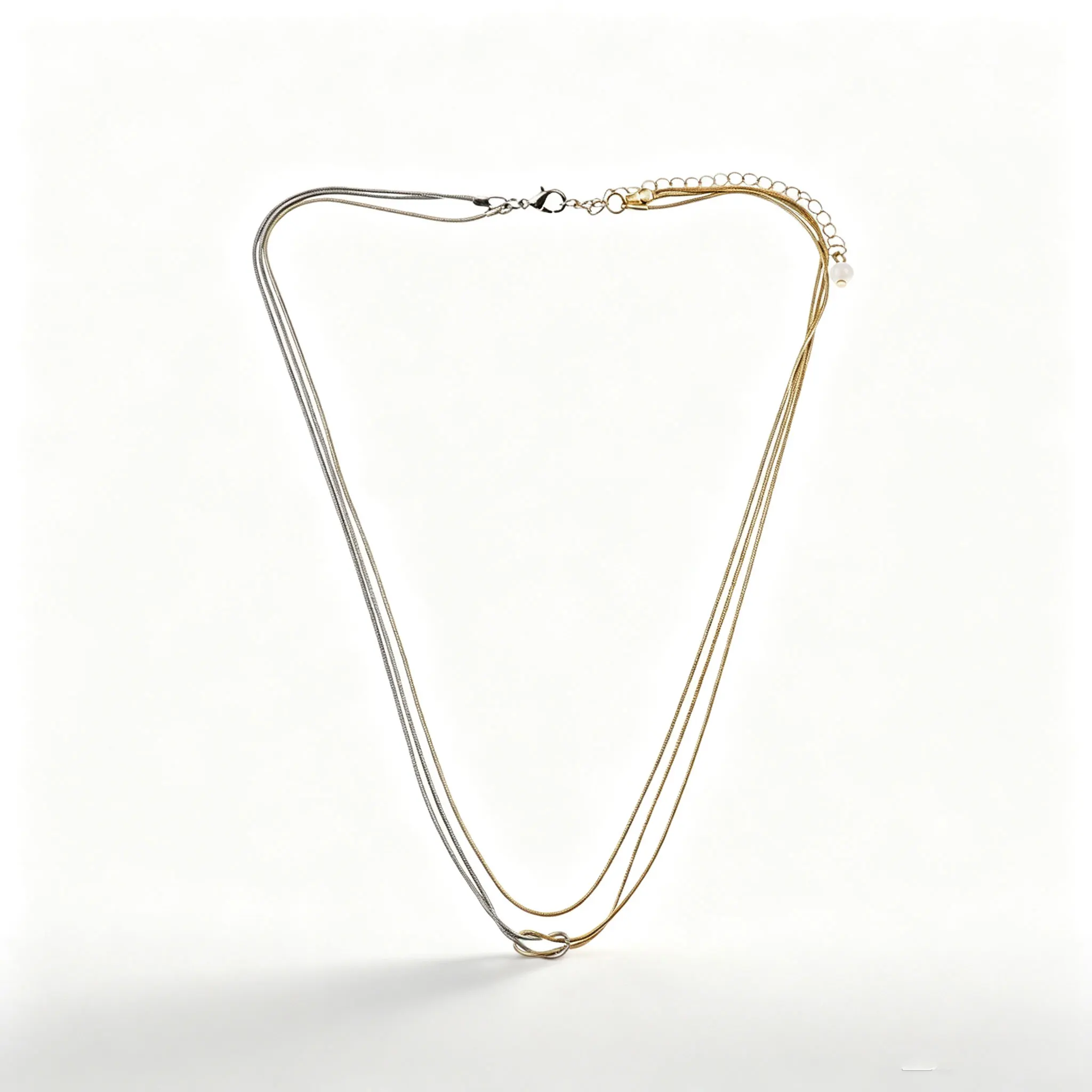 Women Adjustable Dual Color Thin Layered Collarbone Necklace Simple Two Tone Metallic Chain Daily Wear Neck Jewelry Gift