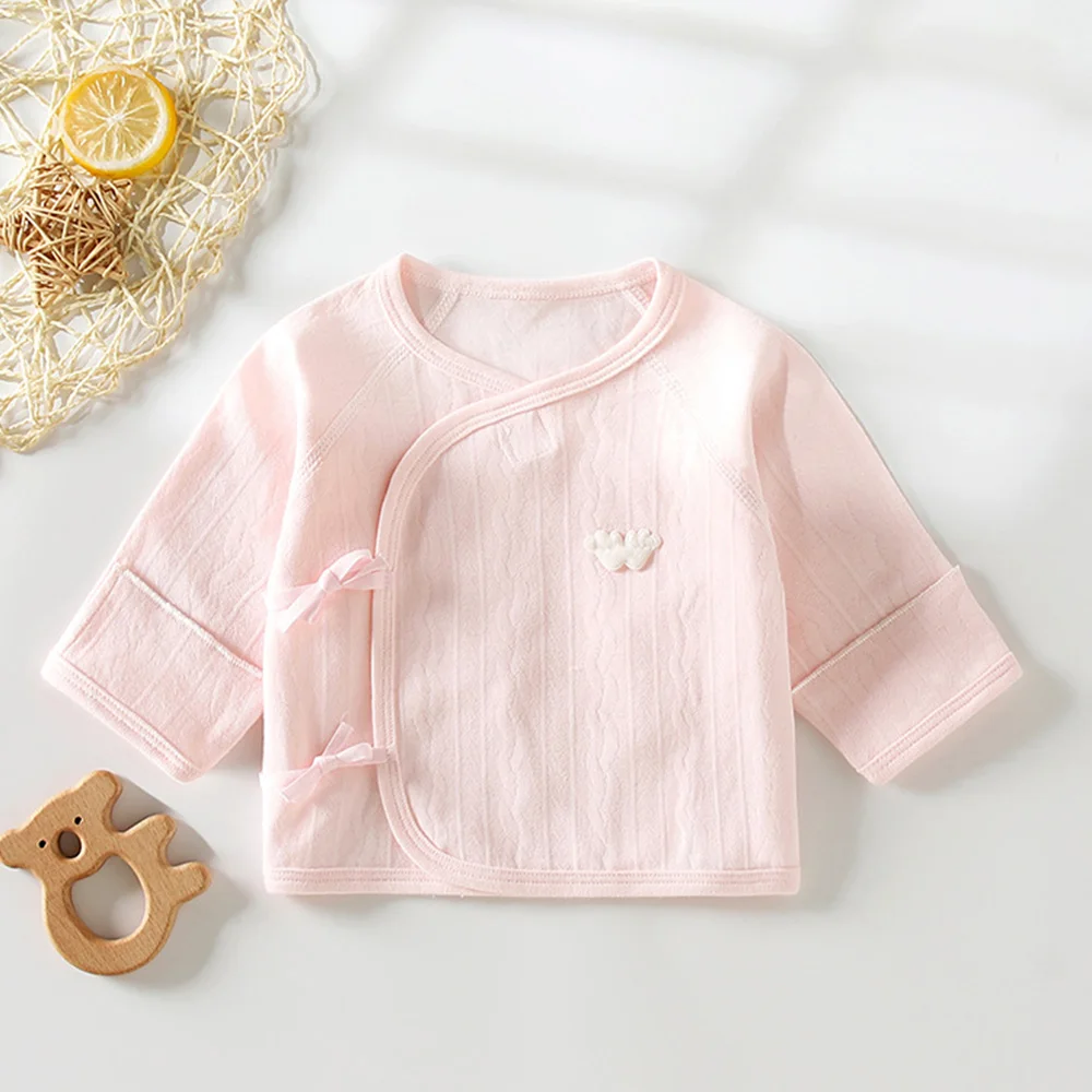 Baby Long Sleeve Shirt 100% Cotton Solid Color Newborn Clothes Spring Autumn 0-3Months Hospital  Unisex Baby Boy Girl Tops