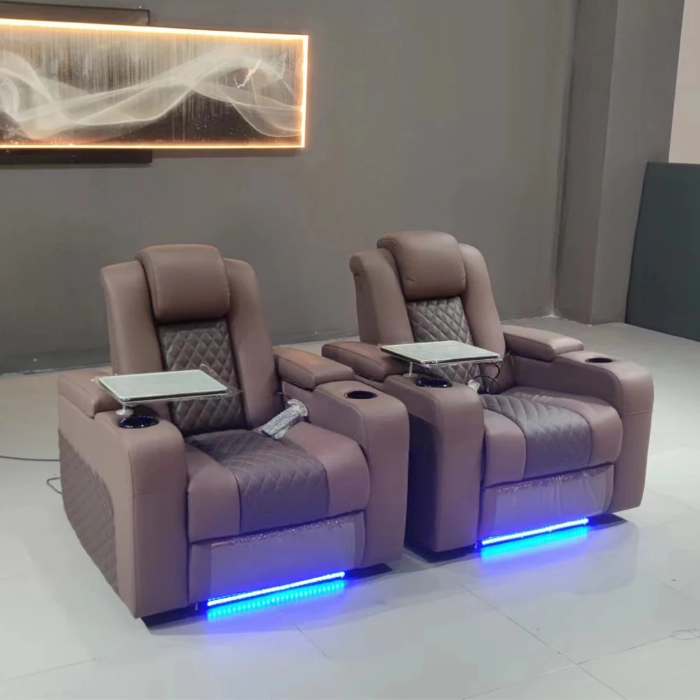 MANBAS Electric Reclining Armchair Genuine Leather Dual Motors Recliner Couch Multifunctional Massage Chair Power Accent Chairs