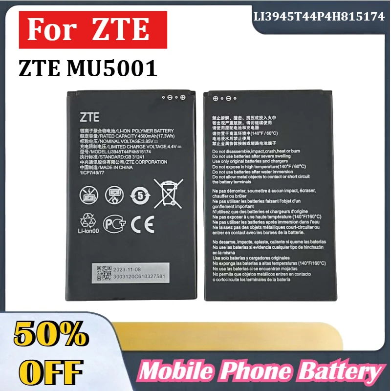 

Rechargeable 4500mAh Battery For ZTE MU5001 LI3945T44P4H815174 WIFI Router Modem Rechargeable Phone Batteries