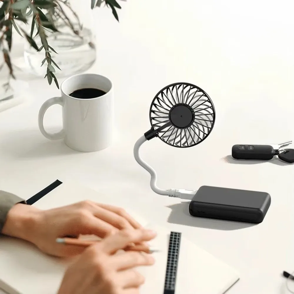 New Small Size USB Rechargeable Fan Mute Operation Plug and Play Mini USB Fan Creative Design Portable Fan Office