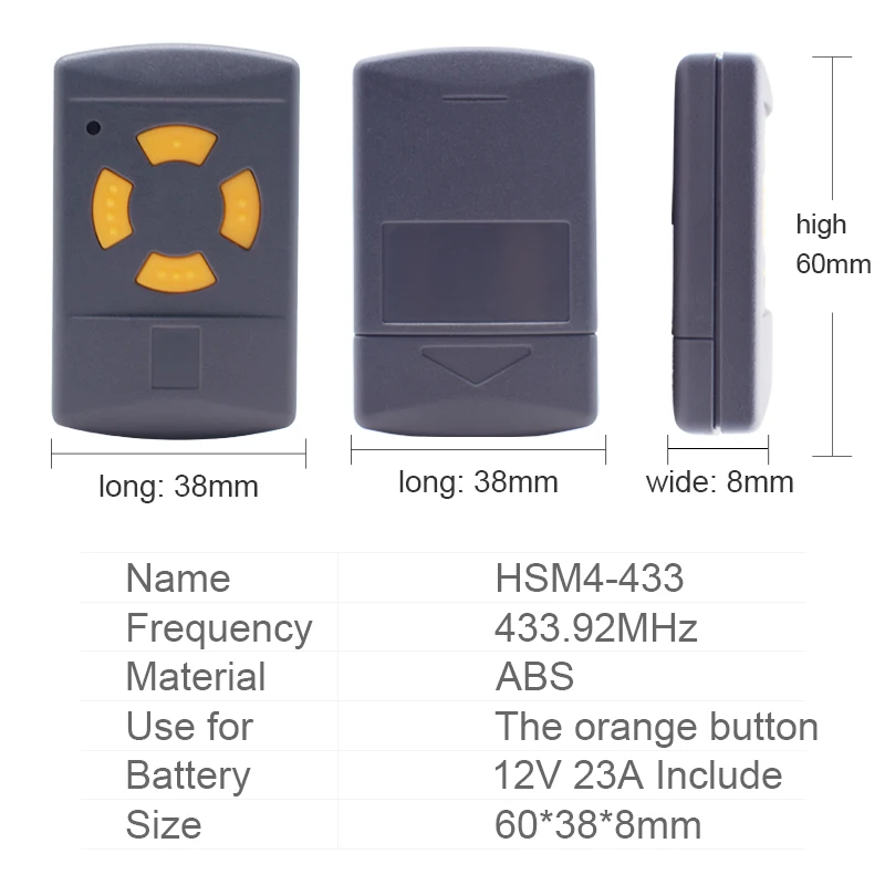 Clone hormann HS4 HS2 HSM2 HSM4โรงรถรหัสส่งสัญญาณ433.92MHz แบบตายตัว/การเรียนรู้ตัวเปิดประตู
