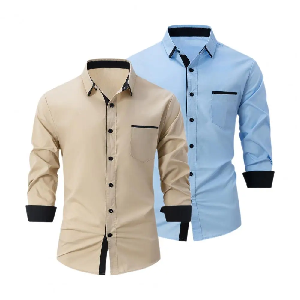 Camisa de cardigã xadrez colorida masculina, camisa regular, casaco elegante, design slim fit, virada para baixo para streetwear