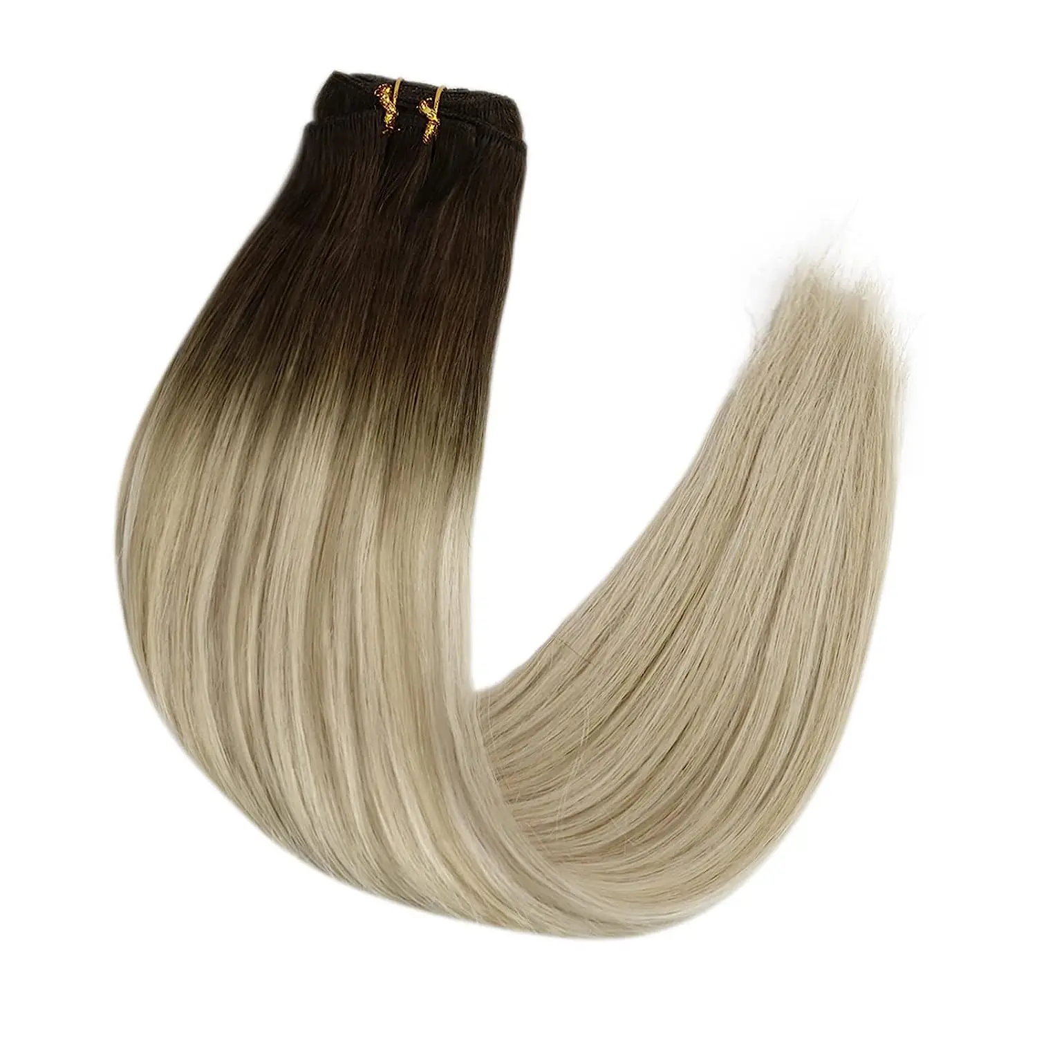 Full Shine Hair Bundles 100% Human Hair Weft Extensions Ombre Blonde Color100g Sew In Silky Straight Remy Skin Double Weft