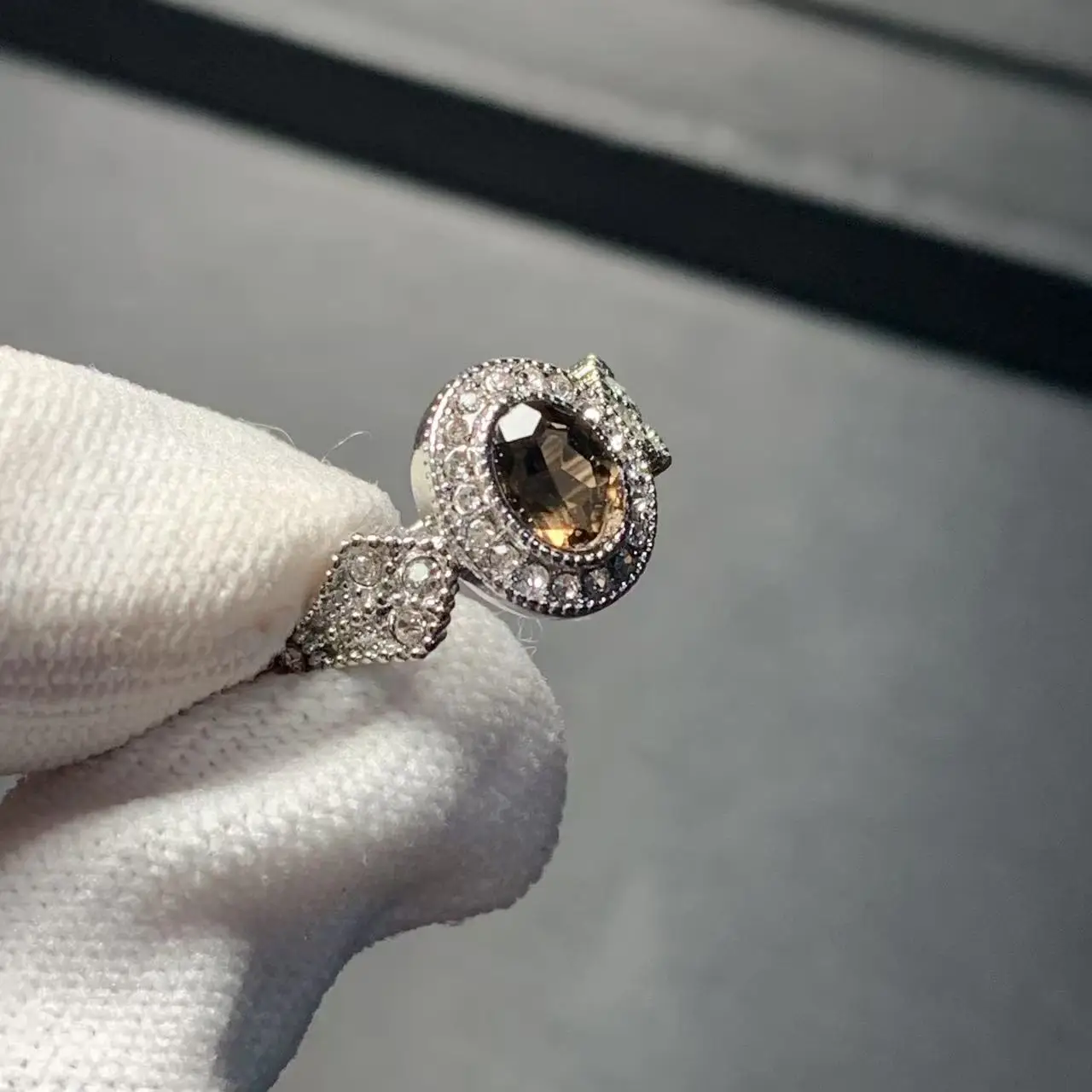 MM Natural Smoky Quartz Ring Adjustable Female Ring Jewelry for Women Gift Wholesale High Quality Vintage Fine view 5