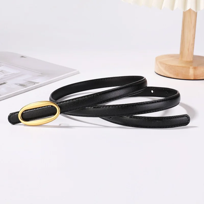 

Vintage Thin Women Belt Skinny Leather Belt for Women Dress Adjustable Ladies Waist Belts with Alloy Buckle