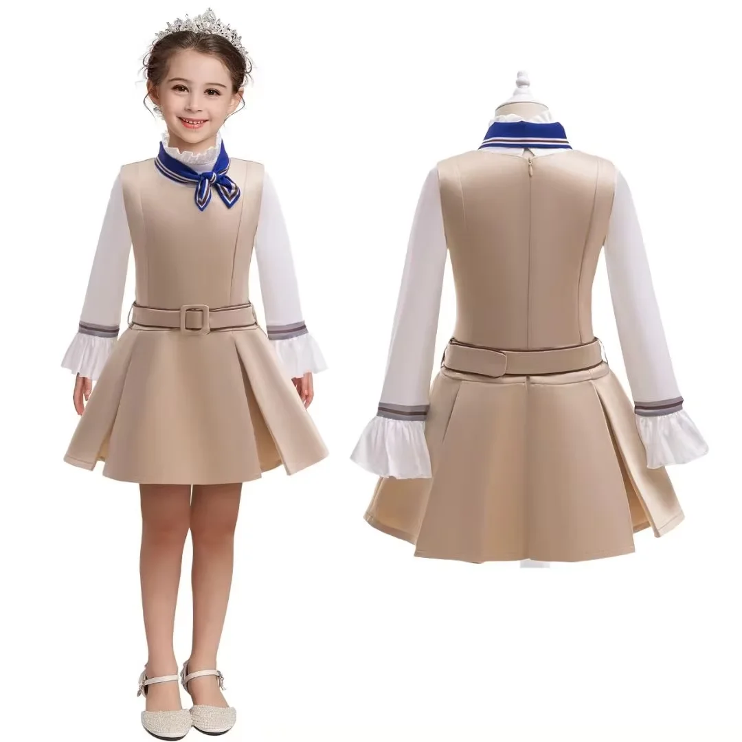 هالوين حفلة اللعب الزي الفتيات كوس فستان طفل براون الزي الرسمي مجموعة AI دمية فيلم الرعب مرحلة الأداء الملابس 3-10Y جير