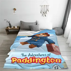 Battaniye peluş sevimli karikatür, Büyük Britanya, Londra Boz Ayı, film harika, sıcak, ev ve ofis için, kış En çok satılan 12, doldurulmuş su samuru-no. 11