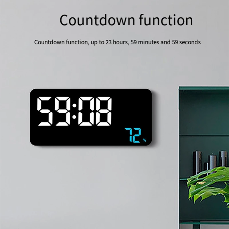 LED Digital Wall Clock Formaldehyde/CO2/TVOC Display Smoke Recognition Countdown Bedroom Decorative Clock