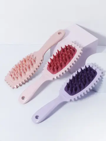 long handled silicone massage comb for wet or dry hair scalp massage anti itch exfoliating bath brush Special for real hair wigs