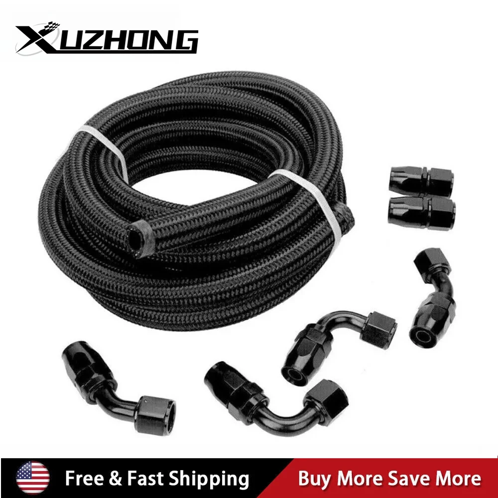 

Высококачественный 10 футов AN8 нейлон и плетеный комплект масляных топливных шлангов AN8 с 6 фитингами из алюминиевого сплава, черный