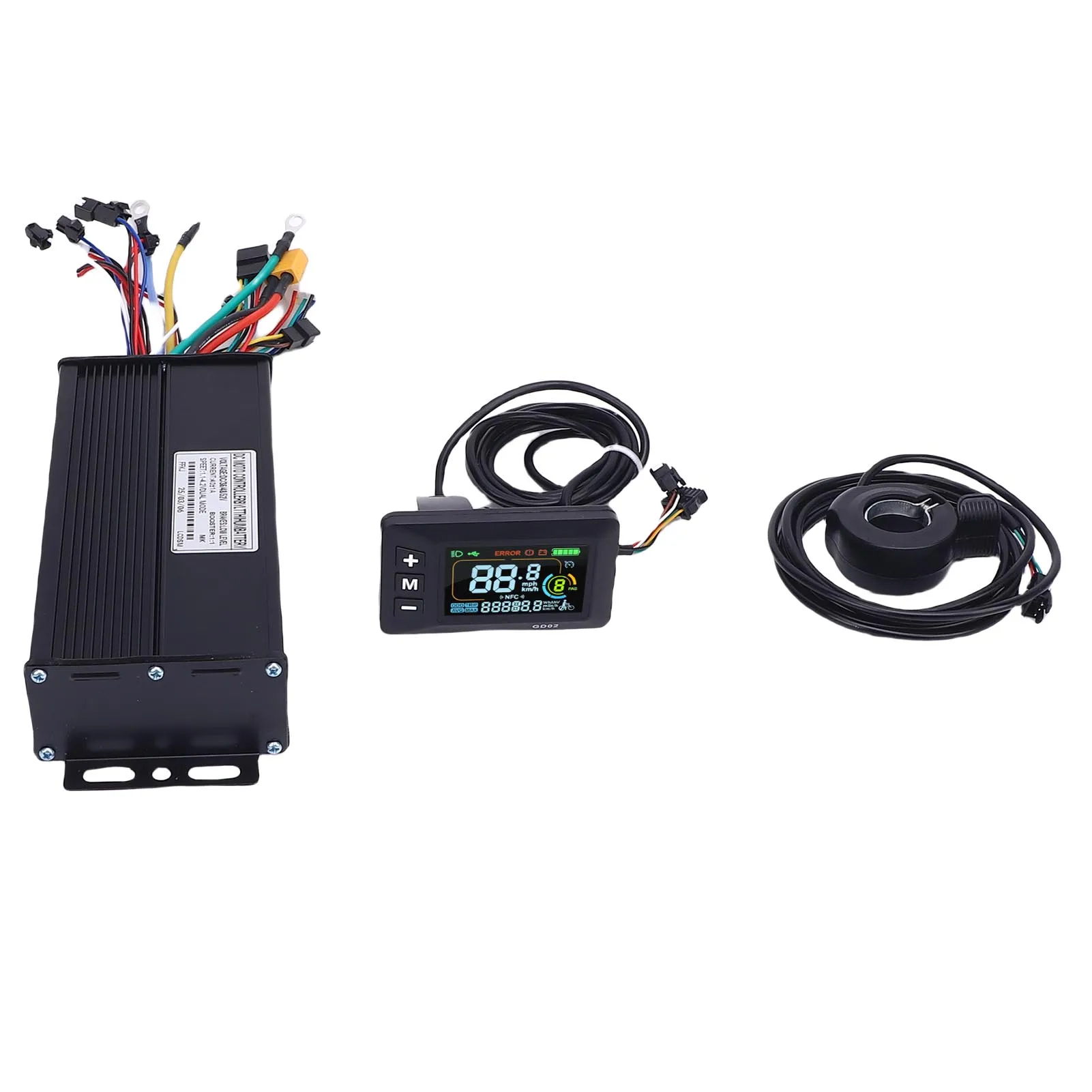 

Electric Motor Controller Kit 40A Controller LCD GD02 Color Display with 130X Thumb Throttle for 36V 48V 52V 1500W 2000W Motor