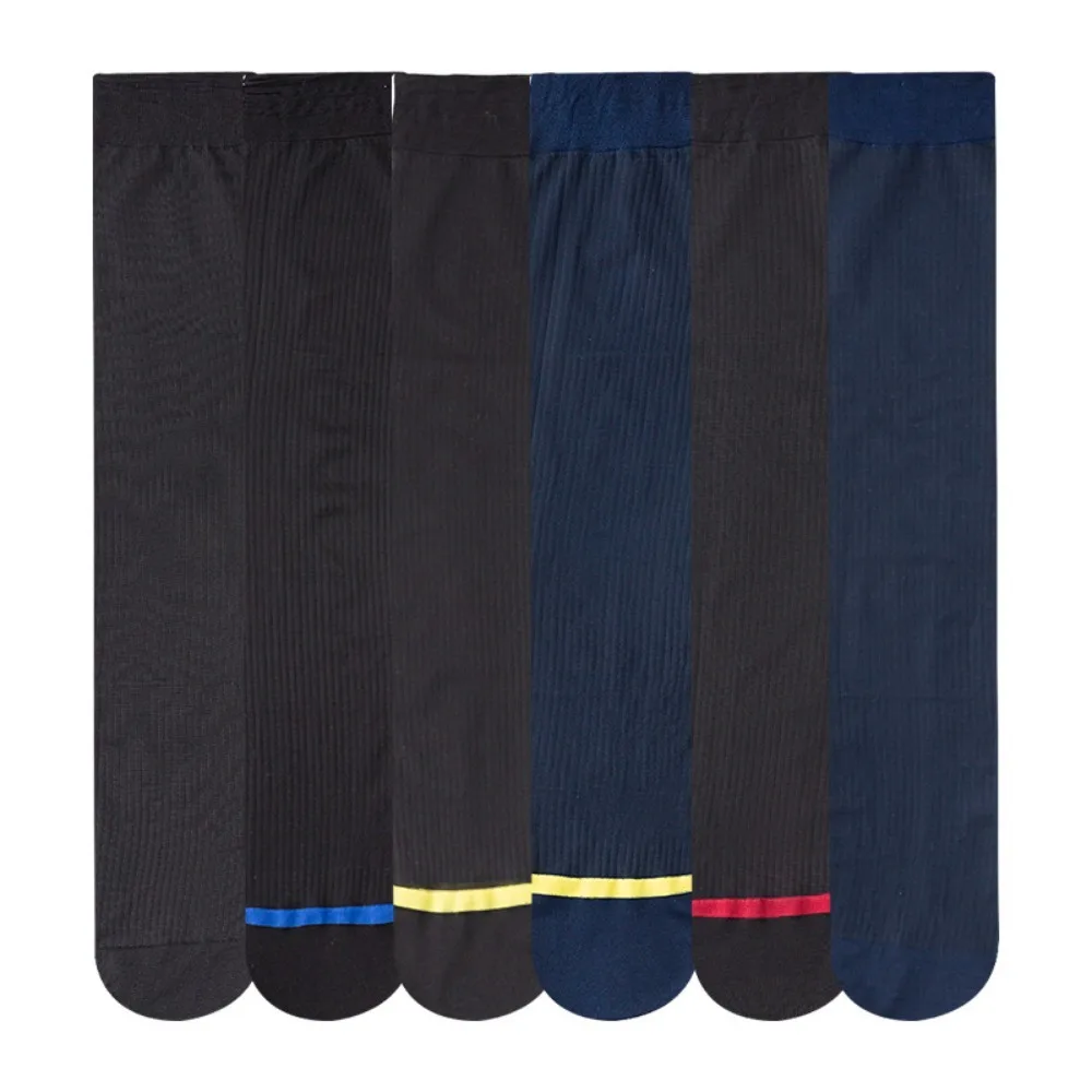 Формальные полупрозрачные мужские ультратонкие носки-трубочки в полоску, тонкие деловые чулки, прозрачные чулочно-носочные изделия средней длины, деловые изделия