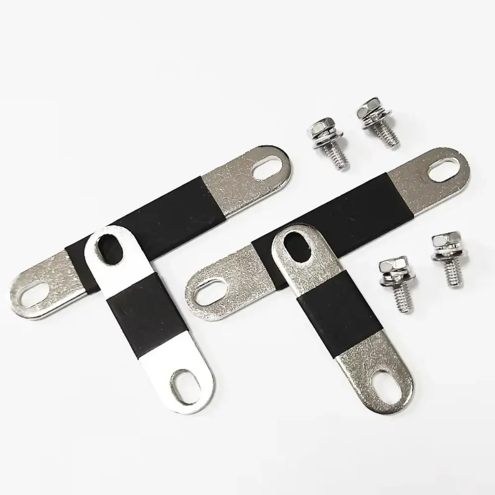 Nickel Plated Copper LiFePO4 Battery Busbar 38mm 64mm Spacing M4 Screw Hole Copper Busbar Connector 2mm Thickness