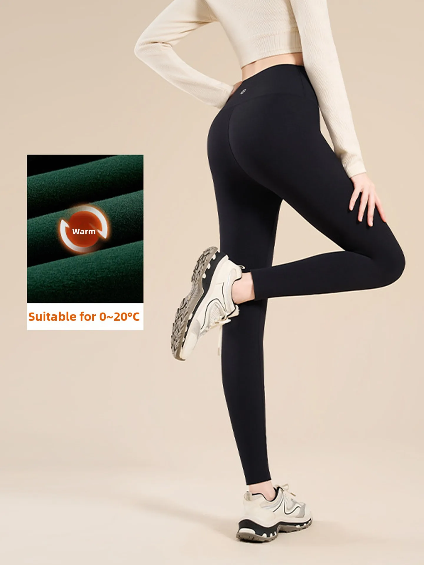 

Thiened Fce High Waist arkskin Pants Women's Fitn Yoga Bot Warm Tummy Control Butt Lifting Autumn Winter Outerwear