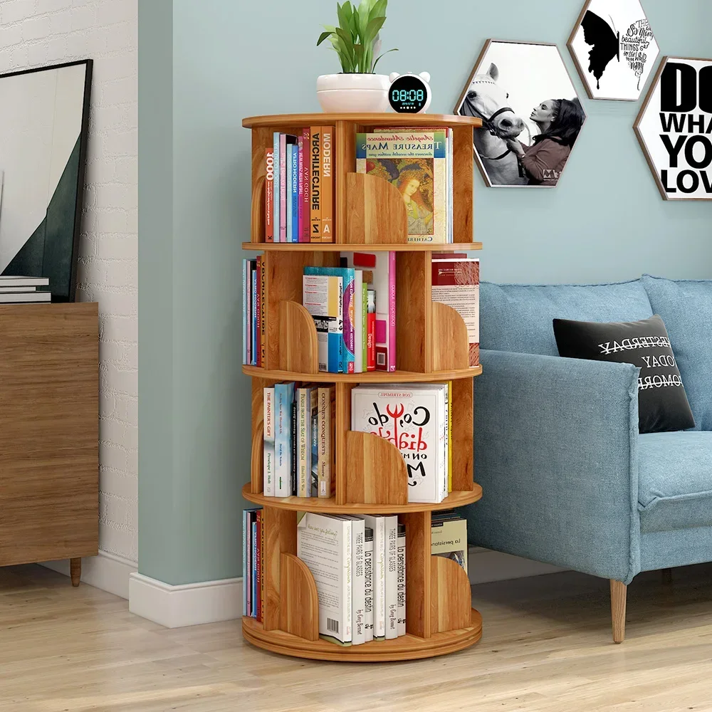 New Modern Bookcase Room Simple Household Space-saving Storage Revolving Round Children Bookshelf Rotating Balda Home Furniture