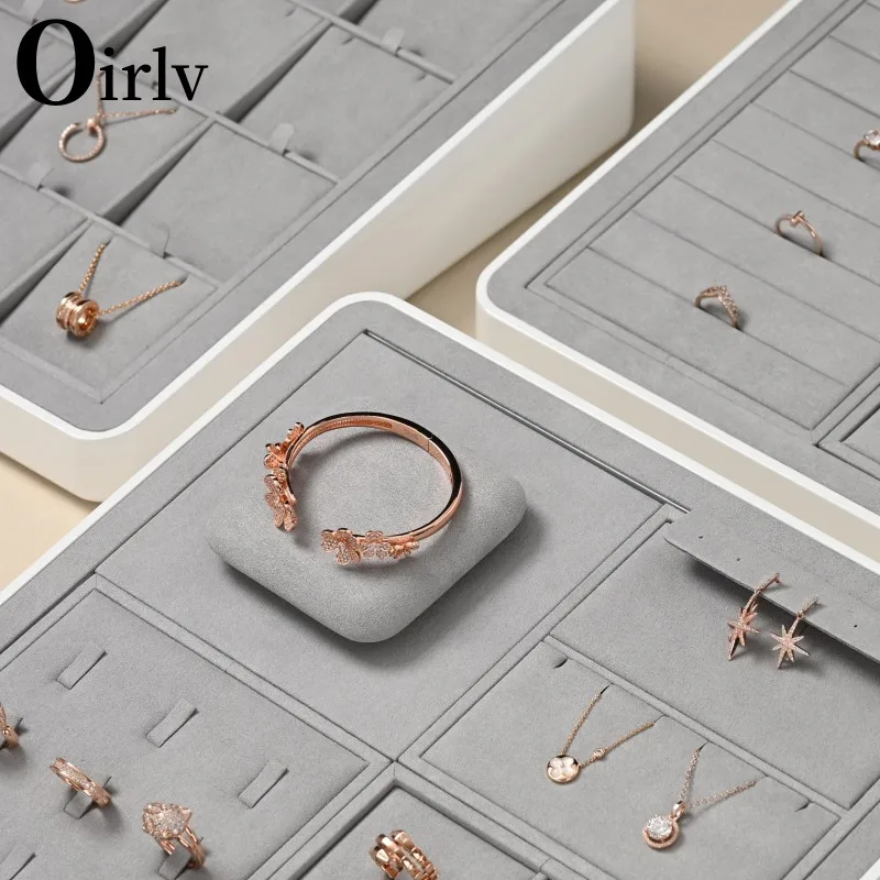 

Oirlv Gray Jewelry Display Set Shop Cabinet Display Props Necklace Display Bust Jewelry Store Ring Earrings Bangle Tray