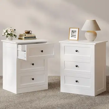 White Nightstand Set of 2 1