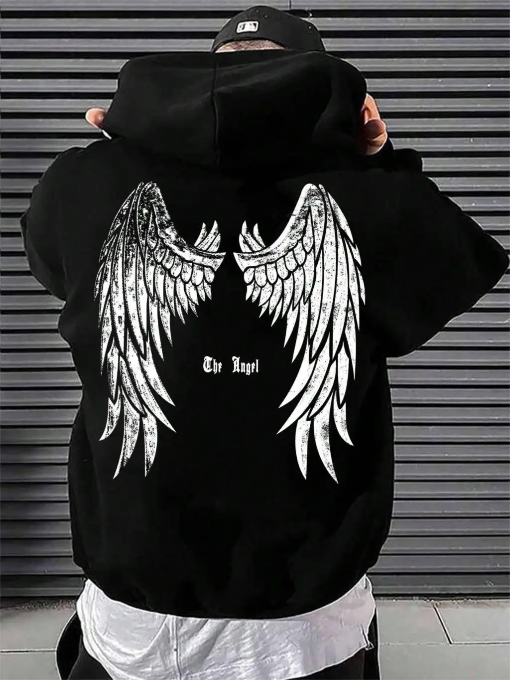 Angel's Wings Printing Male Hoody O-Neck All Match Loose Sweatshirt New Fleece Basic Daily Comfortable Hoodie Autumn Clothes