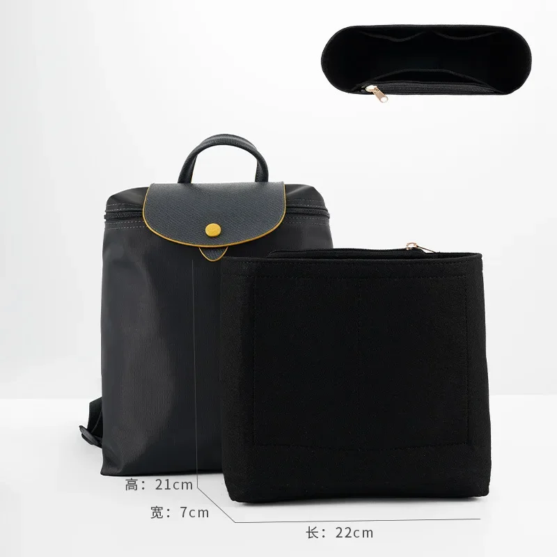 Black Bag Organizer para Longchamp Backpack, Insert, Liner para organizar e armazenar a bolsa interna, Bag Support Accessories