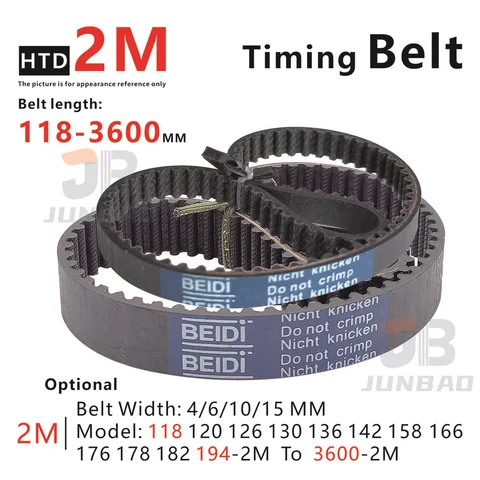 118-3600mm  HTD 2M Timing Belt for DIY/CNC/3D printers 118/120/126/130/136/142/158/166/178/208/218/258/318/320/360/ to 3600-2M
