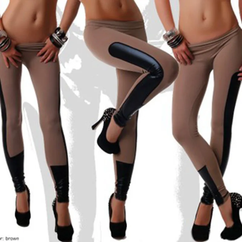 Women Fashion Leggings Pencil Pants Elastic Candy Color Stitching Fashion Jeggings Sexy Leggings L1087