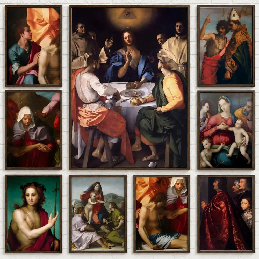 Artist Andrea del Sarto Poster Self-adhesive Art Waterproof Paper Sticker Coffee House Bar Room Wall Decor