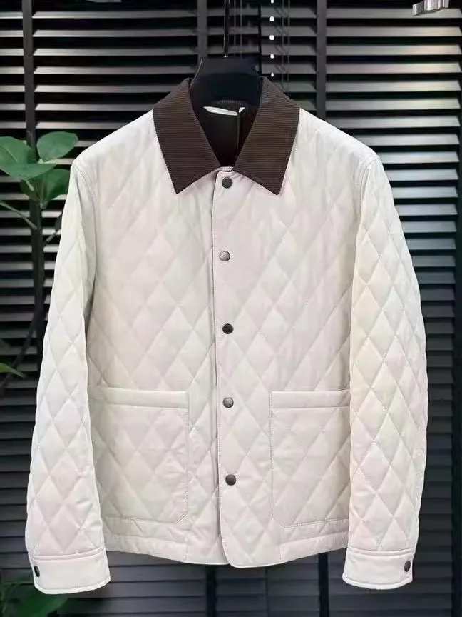 

Мужская повседневная куртка с ромбовидным узором на воротнике, легкая, роскошная, модная, деловая, повседневная, хлопковая, осенне-зимняя, новинка...