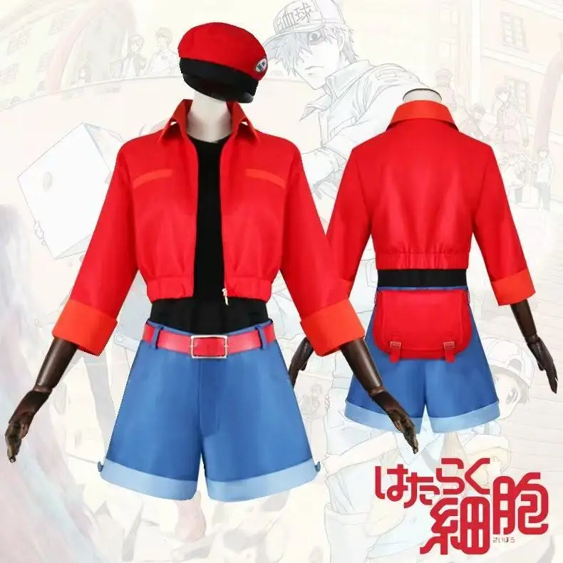 

White Blood Cell Red Blood Cell Cosplay Costume Anime Cells At Work Man Uniform Suit Woman Coat Shorts Halloween Costume