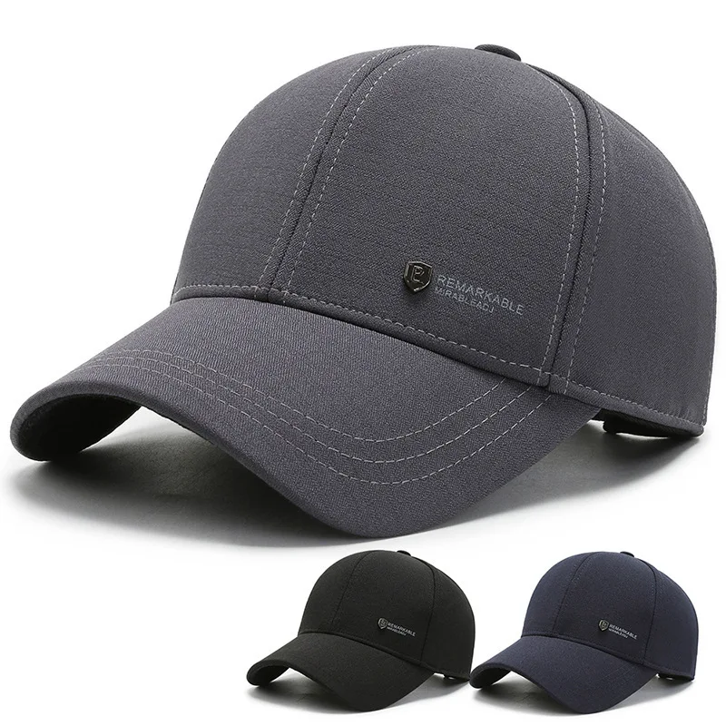 Structured Baseball Cap Winter Warm Fleece Lined Baseball Cap Adjustable Closure Performance Hat for Outdoor Activities