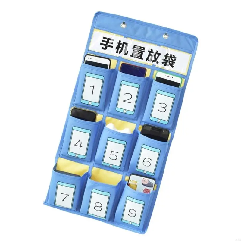 

LXAA 9 Grids Hanging with Hooks Phone Pockets Chart Classroom Storage Wall School Supplies
