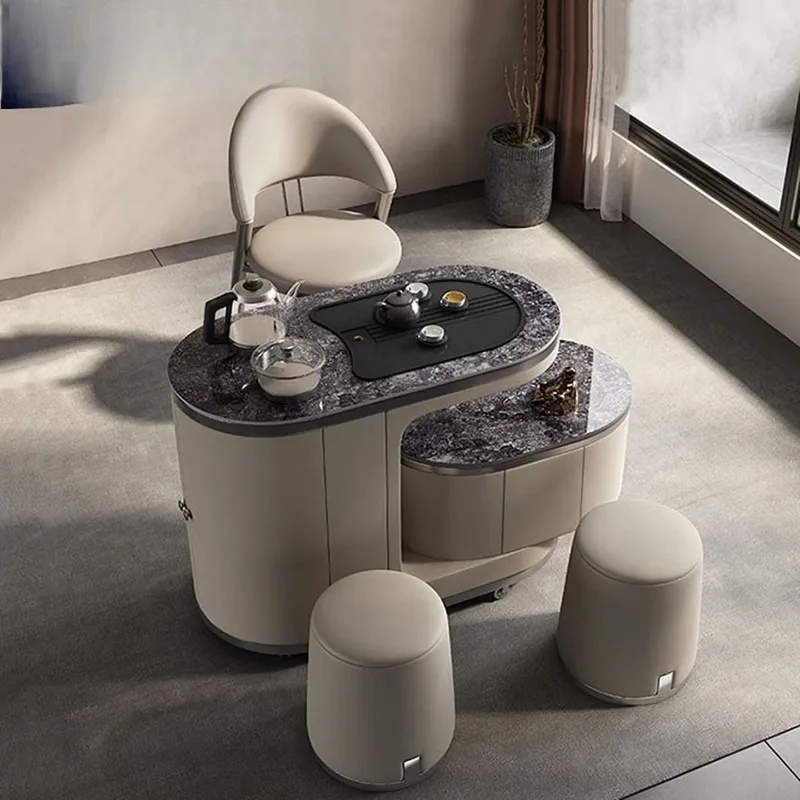 

Mobile tea table, household small tea cart kettle integrated