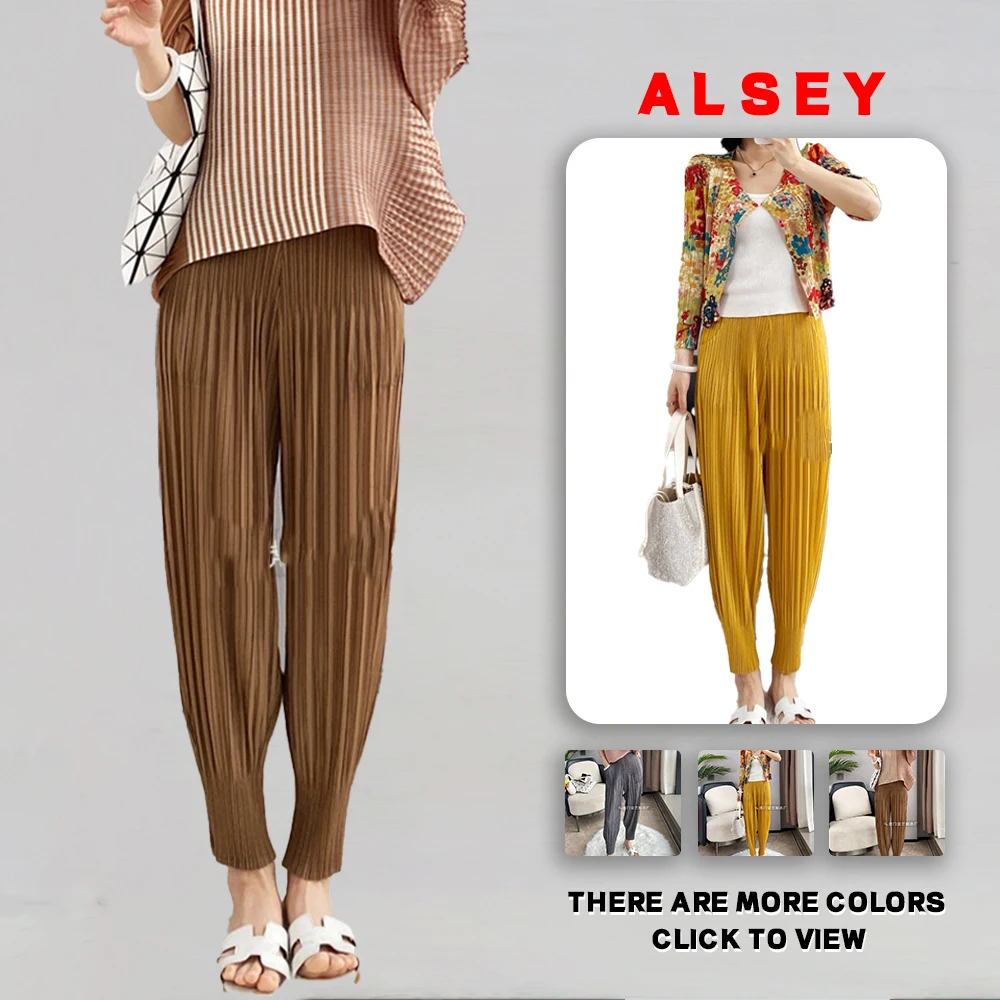 

Miyake Pleated Female Summer New Pants Women Loose Harem Pants Thin Solid Color Office Lady Turnip Pants Drape Small Leg Pants