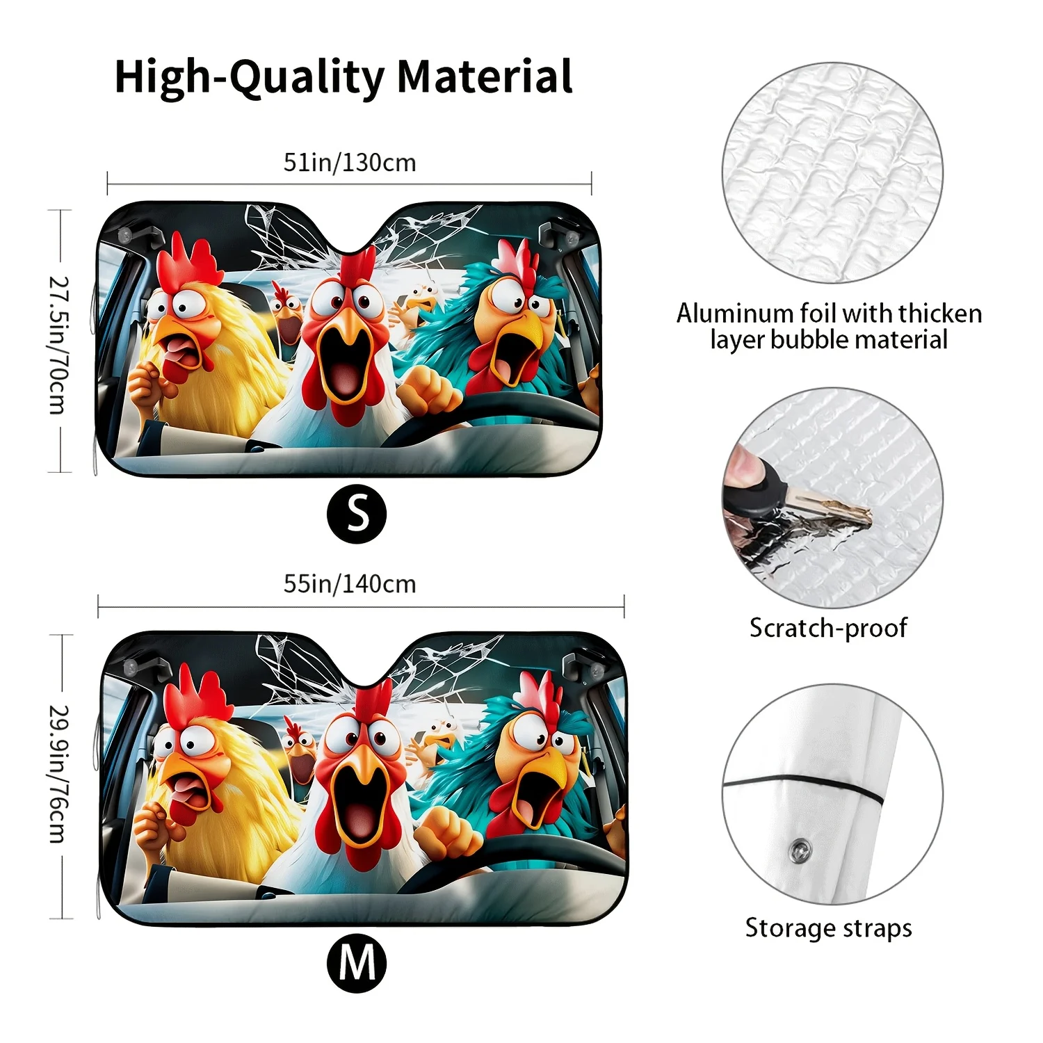 Chicken Car Sunshade Visor Durable Automotive Accessory Keeps Interior Cool Enhances Comfort Suitable for All Vehicles