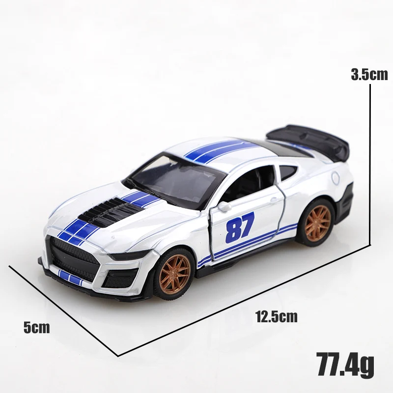 سيارة قابلة للسحب من سبيكة موستانج الواقعية بمقياس 1.36، أفضل لعبة للأطفال، سيارة مصنوعة من خليط معدني، مخطط ألوان السيارة الخارقة.