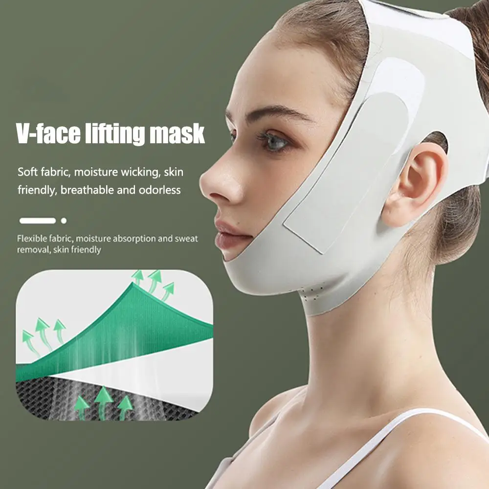 ความงามใบหน้าแกะสลัก Sleep Mask V-face Lifting Mask ผ้าพันแผลความงามยกคาง Anti Face สุขภาพริ้วรอยสายคล้องกระชับสัดส่วน Ch E7O0