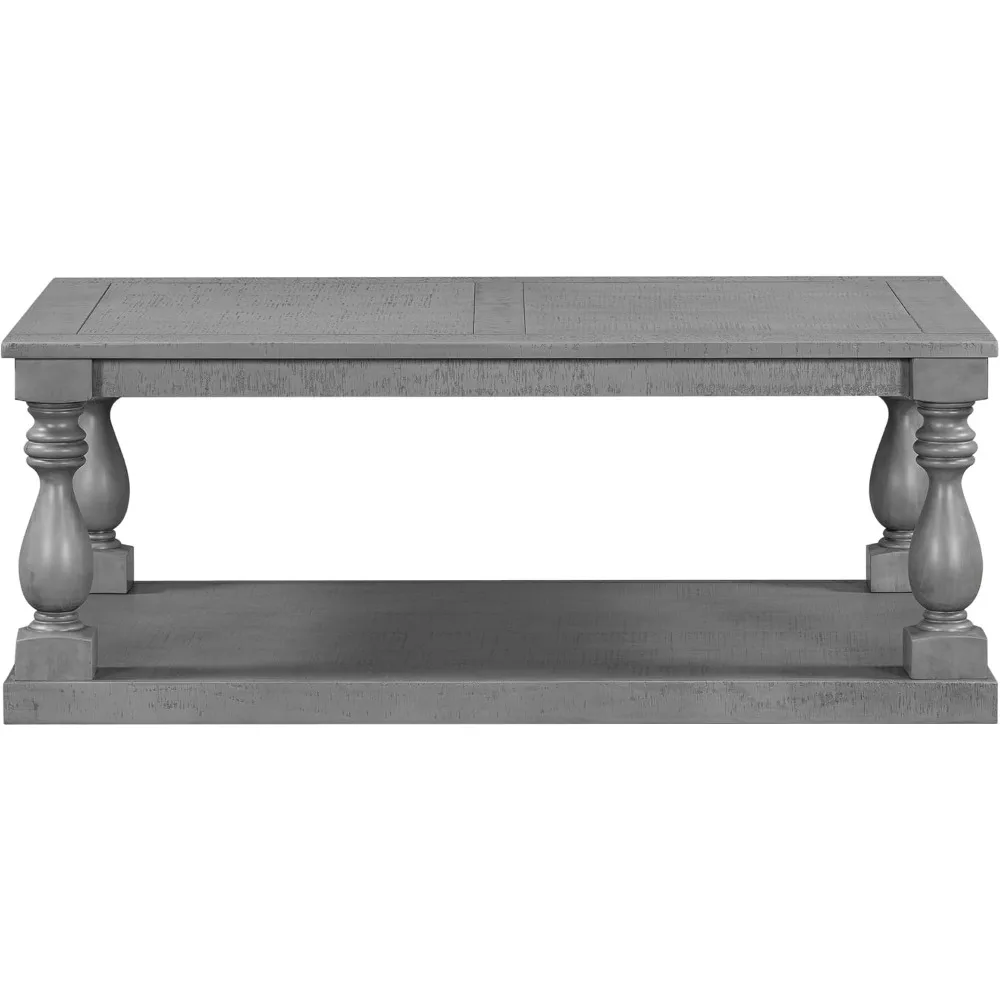Solid Wood Coffee Table,Modern Farmhouse Coffee Table/Center Table with Storage Rectangle for Living Room,Gray