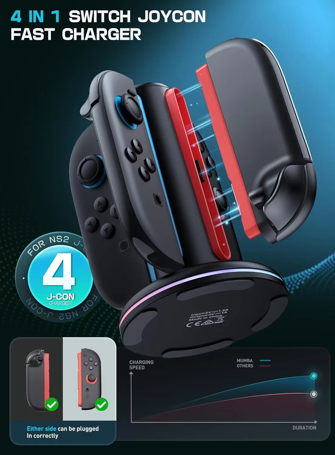 

Controller Stand Fast Charging Dock 4-In-1 Charger Station For Switch 2 Joy Con Accessories for Switch2 for Joycon