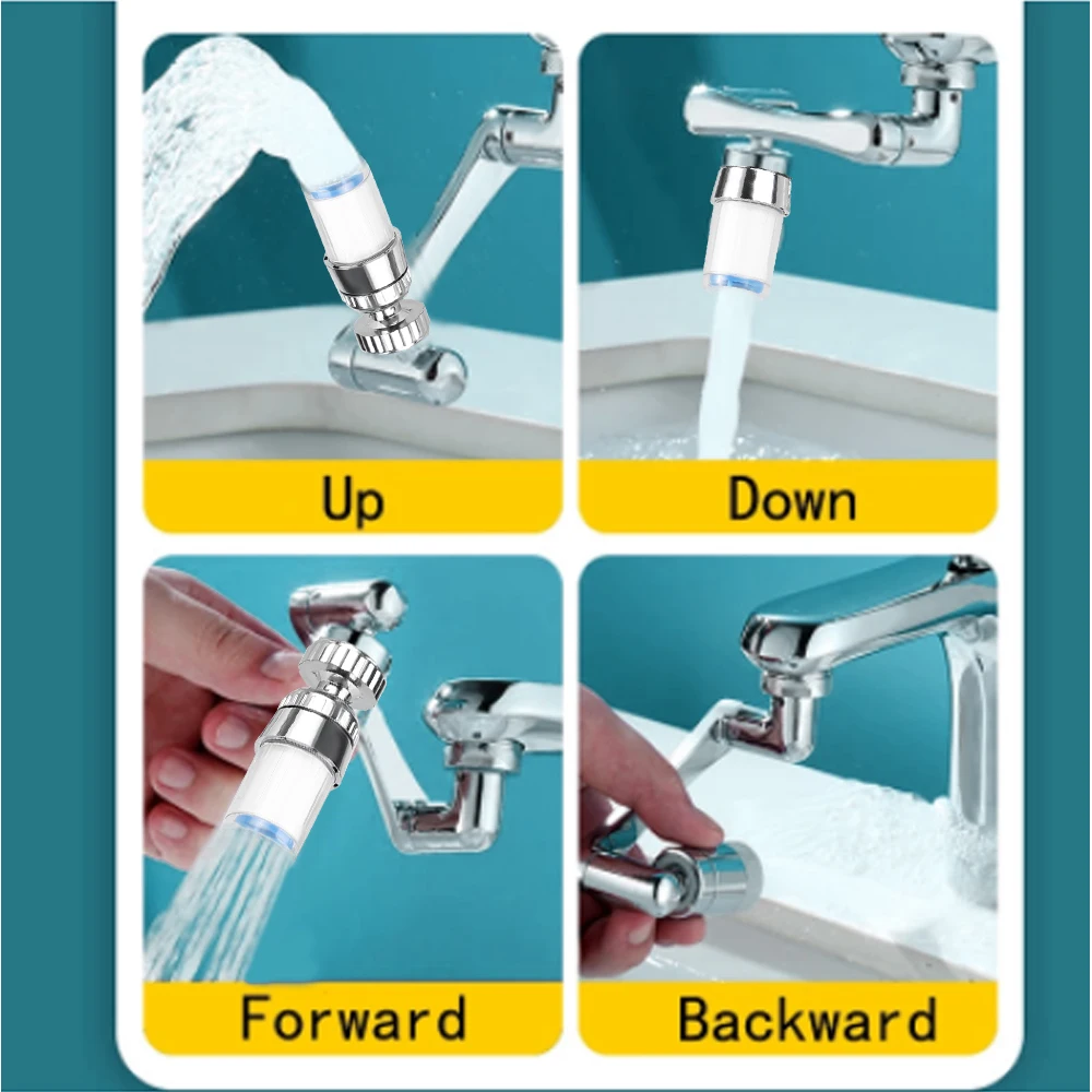 Universal 1440 Degree Rotatable Faucet Aerator Extender Plastic Splash Filter Faucets Bubbler Nozzle Robotic Arm 2 Modes Faucet