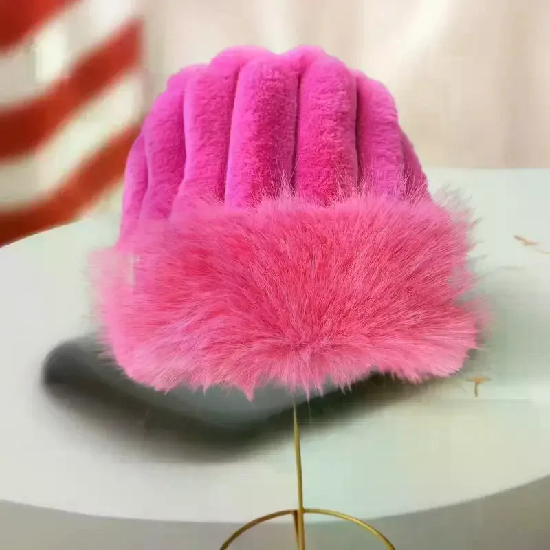 

Новая пушистая меховая панама для женщин, плюшевая рыбацкая шапка, теплая женская зимняя шапка, утепленная панама на холодный снежный день, рождественские подарки