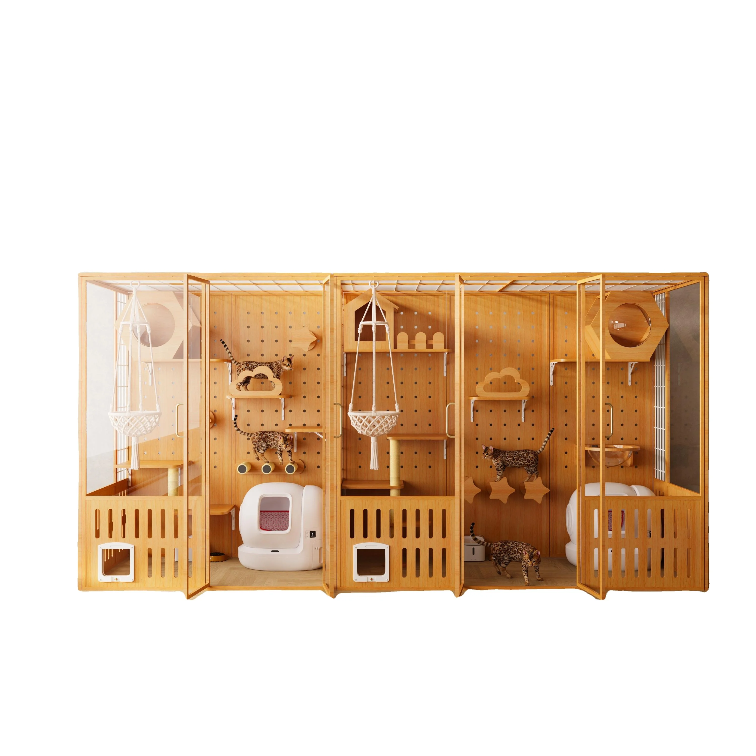 TTFactory Price Solid Wood Multi-functional Pet Furniture Cat Cage Indoor Luxury Portable Cat House Pet Cat Villa