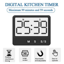 Kitchen Timer Magnetic Cooking Digital LCD Display Student Time Management Mute Desktop Timer for Kitchen Cooking Shower Study